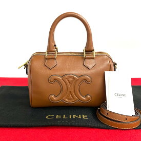 【ポイント2倍】ほぼ未使用 CELINE セリーヌ キュイル トリオンフ ロゴ レザー 2way スモール ボストンバッグ ハンドバッグ ショルダーバッグ 30420【送料無料】【中古】