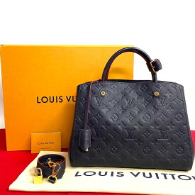 【ポイント5倍】未使用保管品 LOUIS VUITTON ルイヴィトン モンテーニュ MM モノグラム アンプラント レザー 2way ハンドバッグ ショルダーバッグ 紺 25866 【送料無料】【中古】