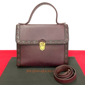 【ポイント5倍】極 美品 YVES SAINT LAURENT イヴサンローラン ロゴ 金具 カットアウト レザー 2way ショルダーバッグ ハンドバッグ ブラック 99528 【送料無料】【中古】