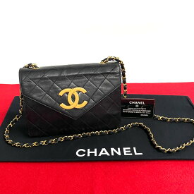 【ポイント2倍】極美品 シール カード有 0番台 CHANEL シャネル マトラッセ ラムスキン レザー 本革 チェーン ショルダーバッグ ポシェット ブラック 30684 【送料無料】【中古】