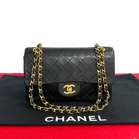 【ポイント2倍】極 美品 CHANEL シャネル ダブルフラップ 23cm マトラッセ ラムスキン レザー チェーン ハンドバッグ ショルダーバッグ ブラック 1kmk508-9 【送料無料】【中古】