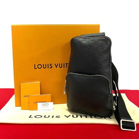 【ポイント2倍】極 美品 箱 袋付き LOUIS VUITTON ルイヴィトン アベニュースリング ダミエアンフィニ レザー 本革 ショルダーバッグ ブラック 73422【送料無料】【中古】