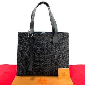 【ポイント2倍】極 美品 LOEWE ロエベ バックル ホリゾンタル トート アナグラム ロゴ レザー キャンバス トートバッグ ビジネスバッグ ブラック 27047【送料無料】【中古】