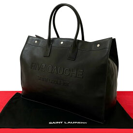 【ポイント2倍】極 美品 袋付き SAINT LAURENT PARIS サンローランパリ リヴ ゴーシュ レザー 本革 トートバッグ ビジネスバッグ A4収納可 ブラック 31422【送料無料】【中古】