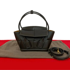 【ポイント2倍】ほぼ未使用 袋付 BOTTEGA VENETA ボッテガヴェネタ ミニ ザ アルコ イントレチャート レザー 2way ハンドバッグ ショルダーバッグ 44483【送料無料】【中古】
