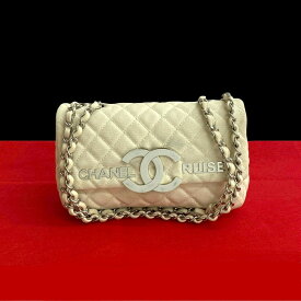 【ポイント2倍】極 美品 シール有 12番台 CHANEL シャネル クルーズコレクション マトラッセ ココマーク キャンバス ショルダーバッグ アイボリー 415-9【送料無料】【中古】