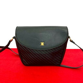 【ポイント2倍】極 美品 CELINE セリーヌ ヴィンテージ トリオンフ ロゴ 金具 レザー 本革 ショルダーバッグ ポシェット サコッシュ ブラック 24259【送料無料】【中古】