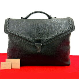【ポイント2倍】極 美品 鍵付き BOTTEGA VENETA ボッテガヴェネタ レザー 本革 ビジネスバッグ ブリーフケース 書類かばん A4収納可能 ブラック 72433【送料無料】【中古】