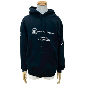 【ポイント2倍】極 美品 箱付 BALENCIAGA バレンシアガ WFP World Food Programme コットン フーディー パーカー XSサイズ メンズ ブラック 3439f【送料無料】【中古】