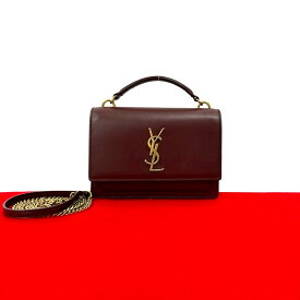 【ポイント2倍】未使用保管品 SAINT LAURENT PARIS サンローランパリ サンセット YSL レザー 本革 2way ハンドバッグ ショルダーバッグ ボルドー 442-2【送料無料】【中古】