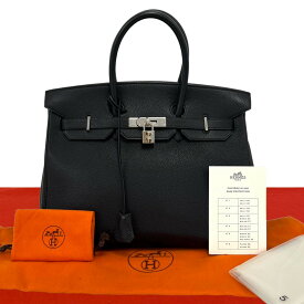 【ポイント2倍】極 美品 希少品 保存袋 鍵付き □G 刻印 HERMES エルメス バーキン 35 トゴ レザー 本革 ハンドバッグ トートバッグ ブラック 347-1 【送料無料】【中古】