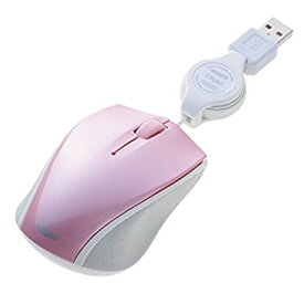 【中古】 Digio2 ケーブル巻取り式3ボタン BLUE LED マウス ピンク MUS-UKT103P