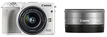  Canon キャノン ミラーレス一眼カメラ EOS M3 ダブルレンズキット (ホワイト) EF-M15-45mm F3.5-6.3 IS STM EF-M22mm F2 STM 付属 EOSM3WH-WLK2 玄関先迄納品
