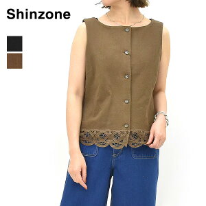THE SHINZONE �V���]�[�� �o�e�����[�X �W�� BATTENBERG LACE GILET 26MMSBL03 ���f�B�[�X�y�u���b�N/�u���E���z�y���������z