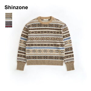�y26AW�zTHE SHINZONE �V���]�[�� FAIR ISLE KNIT PULLOVER �t�F�A�A�C�� �j�b�g�v���I�[�o�[ 26AMSNI07 ���f�B�[�X�y�x�[�W��/�l�C�r�[�z�y���������z�y�\��z
