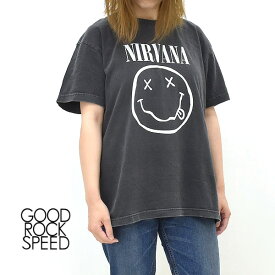 GOOD ROCK SPEED グッドロックスピード NIRVANA ニルヴァーナ スマイル プリントTシャツ 24NVN005W メンズ レディース チャコール【送料無料】【クリックポスト可】