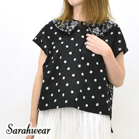 Sarahwear "Flower x Dots Embroidery" 花柄 ドット刺繍入り フラットカラーブラウス C52927 レディース 【ブラック/花柄/ドット柄】【送料無料】