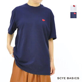 SCYE BASICS サイベーシックス ロゴ刺繍Tシャツ 5724-21700 レディース【ホワイト/ネイビー】【送料無料】