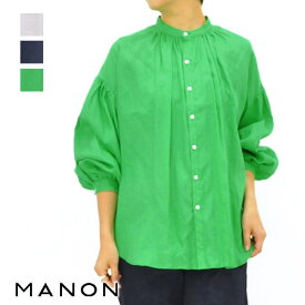MANON マノン リネンアミカルシャツ SH-245 レディース【ホワイト/ネイビー/グリーン】【送料無料】
