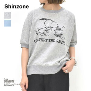 THE SHINZONE �V���]�[�� �s�[�i�b�c �X�E�F�b�g �V���c PEANUTS HALF SLEEVE SWEAT SHIRT 26MMSCU17 ���f�B�[�X ���� �X�E�F�b�g T�V���c �X�k�[�s�[�y�O���[/���C�g�u���[�z�y���������z
