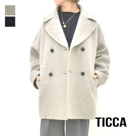 【25AW】TICCA ティッカ ピーコート ウール ミドル BEA-242 レディース【ベージュ/ネイビー】【送料無料】【予約】