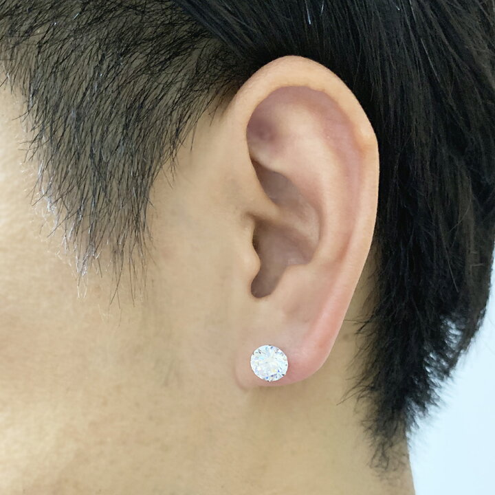 楽天市場】ピアス メンズ K14WG 一粒 スタッド ピアス【Rich】ホワイト 