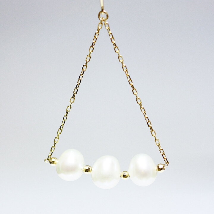 楽天市場】ピアス パール 18K トライアングル パールピアス 金属 