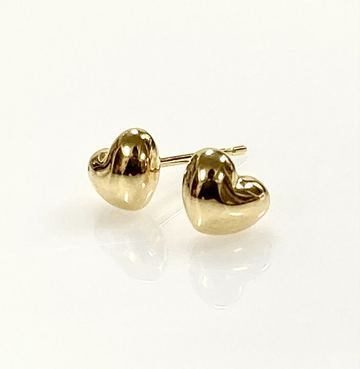 楽天市場】ピアス 18K ぷっくりハート ピアス スタッド イエロー 