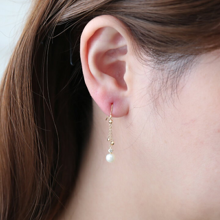 楽天市場】18k アコヤ パール ピアス フック k18 イエローゴールド 18 