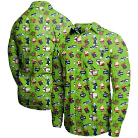 メンズ カジュアルシャツ "Seattle Seahawks" Winter Explosion Long Sleeve Woven Button-Up Shirt - Neon Green