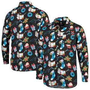 Y JWAVc "Carolina Panthers" Winter Explosion Long Sleeve Woven Button-Up Shirt - Black