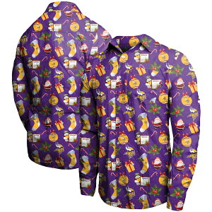 Y JWAVc "Minnesota Vikings" Winter Explosion Long Sleeve Woven Button-Up Shirt - Purple