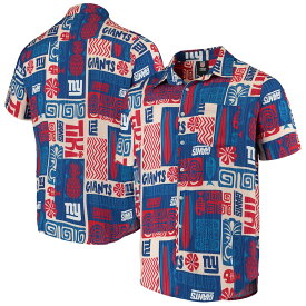 メンズ カジュアルシャツ "New York Giants" Tiki Floral Button-Up Woven Shirt - Royal/Tan