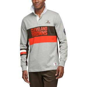g~[qtBK[ Y |Vc "Cleveland Browns" Tommy Hilfiger Rugby Long Sleeve Polo - Gray/Brown