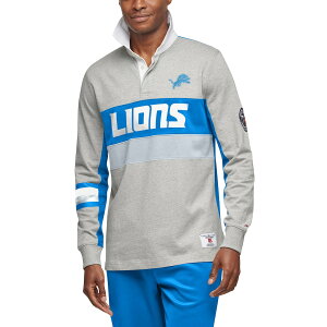 トミーヒルフィガー メンズ ポロシャツ "Detroit Lions" Tommy Hilfiger Rugby Long Sleeve Polo - Gray/Blue