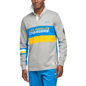g~[qtBK[ Y |Vc "Los Angeles Chargers" Tommy Hilfiger Rugby Long Sleeve Polo - Gray/Powder Blue