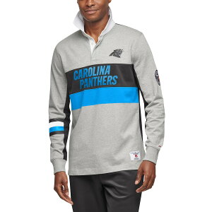 g~[qtBK[ Y |Vc "Carolina Panthers" Tommy Hilfiger Rugby Long Sleeve Polo - Gray/Black