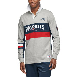 g~[qtBK[ Y |Vc "New England Patriots" Tommy Hilfiger Rugby Long Sleeve Polo - Gray/Navy
