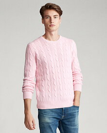 即納 ポロラルフローレン メンズ カシミヤ セーター ニット Polo Ralph Lauren Cable-Knit Cashmere Sweater - Carmel Pink