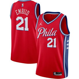 メンズ ジャージ Joel Embiid "Philadelphia 76ers" Jordan Brand 2020/21 Swingman Jersey - Statement Edition - Red