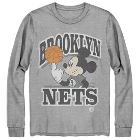 メンズ Tシャツ 長袖 ロンT "Brooklyn Nets" Junk Food Disney Mickey Team Spirit Long Sleeve T-Shirt - Gray