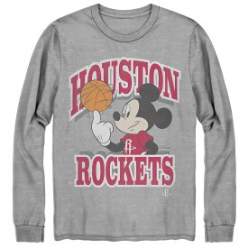 メンズ Tシャツ 長袖 ロンT "Houston Rockets" Junk Food Disney Mickey Team Spirit Long Sleeve T-Shirt - Gray