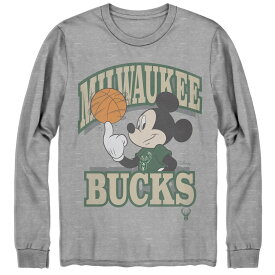 メンズ Tシャツ 長袖 ロンT "Milwaukee Bucks" Junk Food Disney Mickey Team Spirit Long Sleeve T-Shirt - Gray