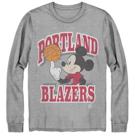 メンズ Tシャツ 長袖 ロンT "Portland Trail Blazers" Junk Food Disney Mickey Team Spirit Long Sleeve T-Shirt - Gray