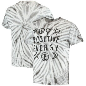 メンズ Tシャツ "Brooklyn Nets" Junk Food Positive Message Tie-Dye T-Shirt - Gray