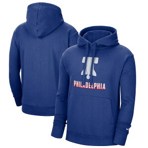 �i�C�L �����Y �p�[�J�[ Philadelphia 76ers Nike 2020/21 City Edition Essential Logo Fleece Pullover Hoodie - Blue