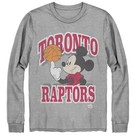 メンズ Tシャツ 長袖 ロンT "Toronto Raptors" Junk Food Disney Mickey Team Spirit Long Sleeve T-Shirt - Gray