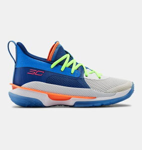 アンダーアーマー キッズ カリー7 バッシュ Under Armour Curry 7 GS - White/American Blue