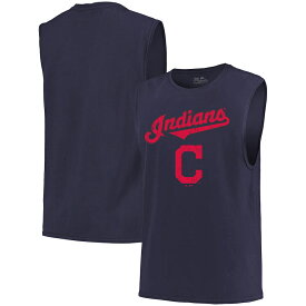 マジェスティック メンズ Tシャツ "Cleveland Indians" Majestic Threads Softhand Muscle Tank Top - Navy