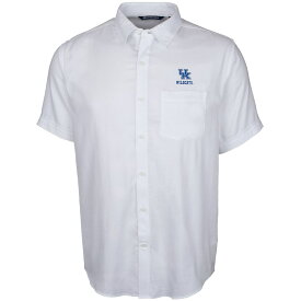 メンズ シャツ "Kentucky Wildcats" Cutter - Buck Windward Twill Button-Up Short Sleeve Shirt - White